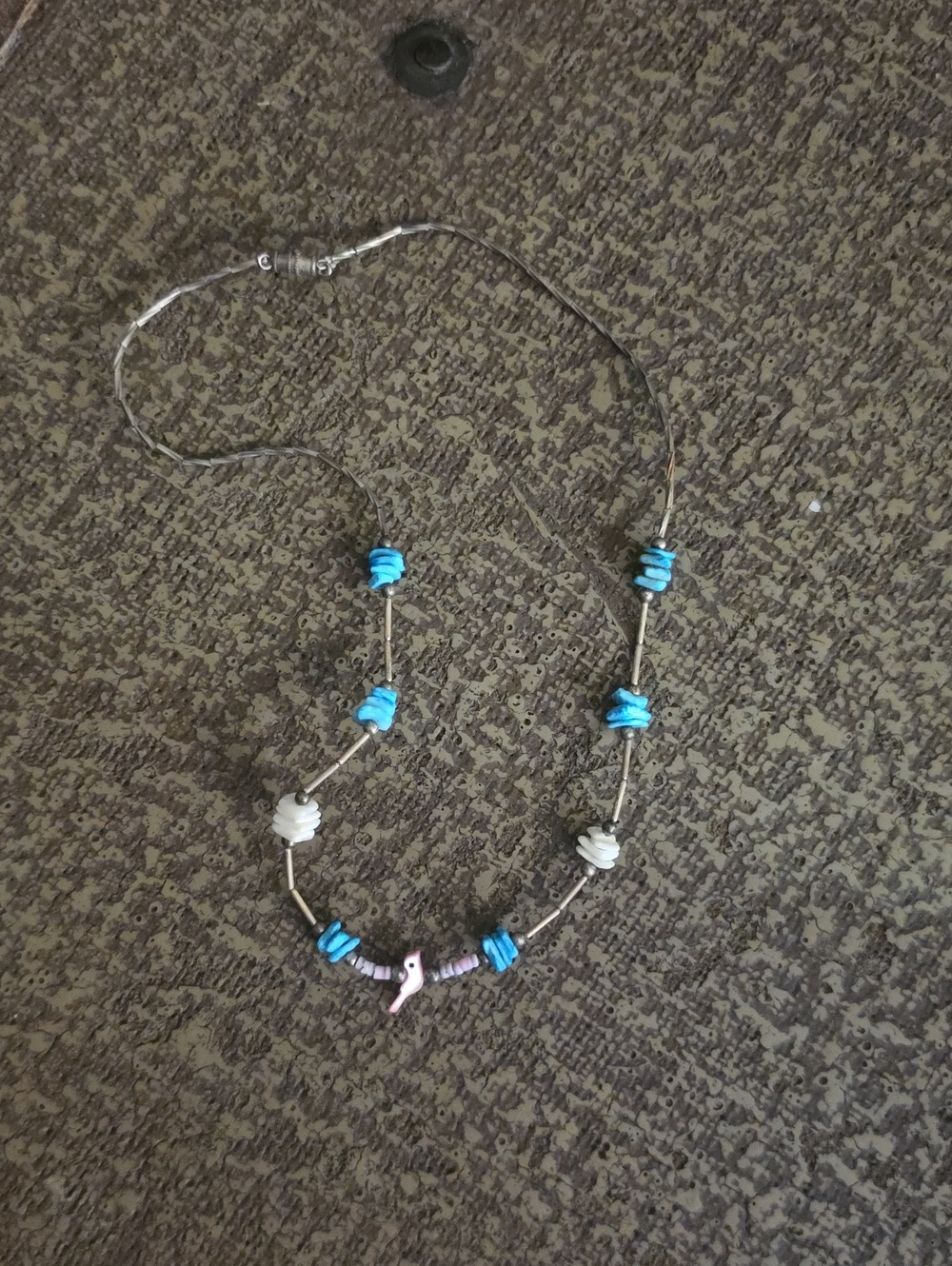 Handcrafted Turquoise & White Beaded Women's Necklace